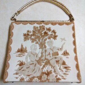 Chenille carpet tapestry 10.5 x 12 purse very good condition vintage